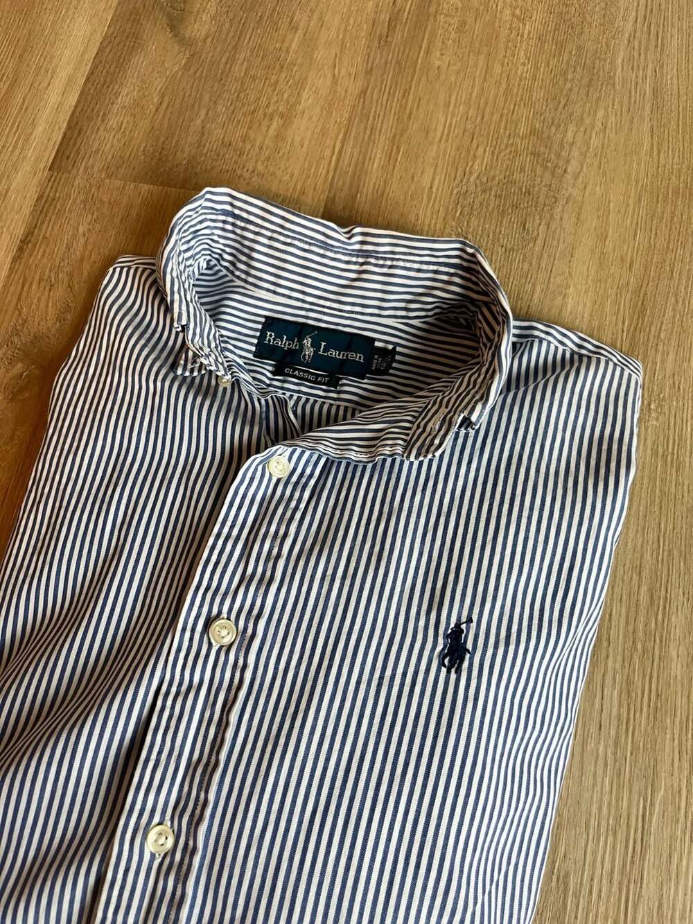 Polo Ralph Lauren, Classic Fit, Navy/White Striped Long Sleeve Button Down,Small
